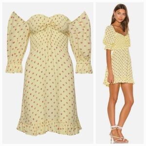 Faithfull The Brand Sage Mini Dress Santa Maria Floral Print Puff Sleeves Size 6